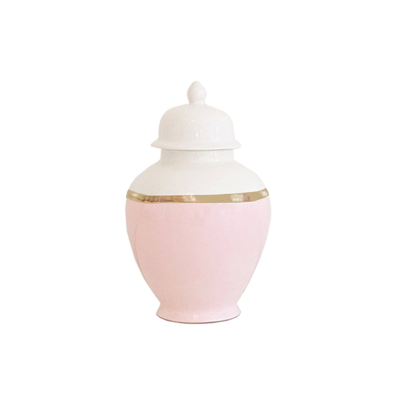 Lo Home by Lauren Haskell Designs - Cherry Blossom Pink Color Block Ginger Jar with Gold Accent