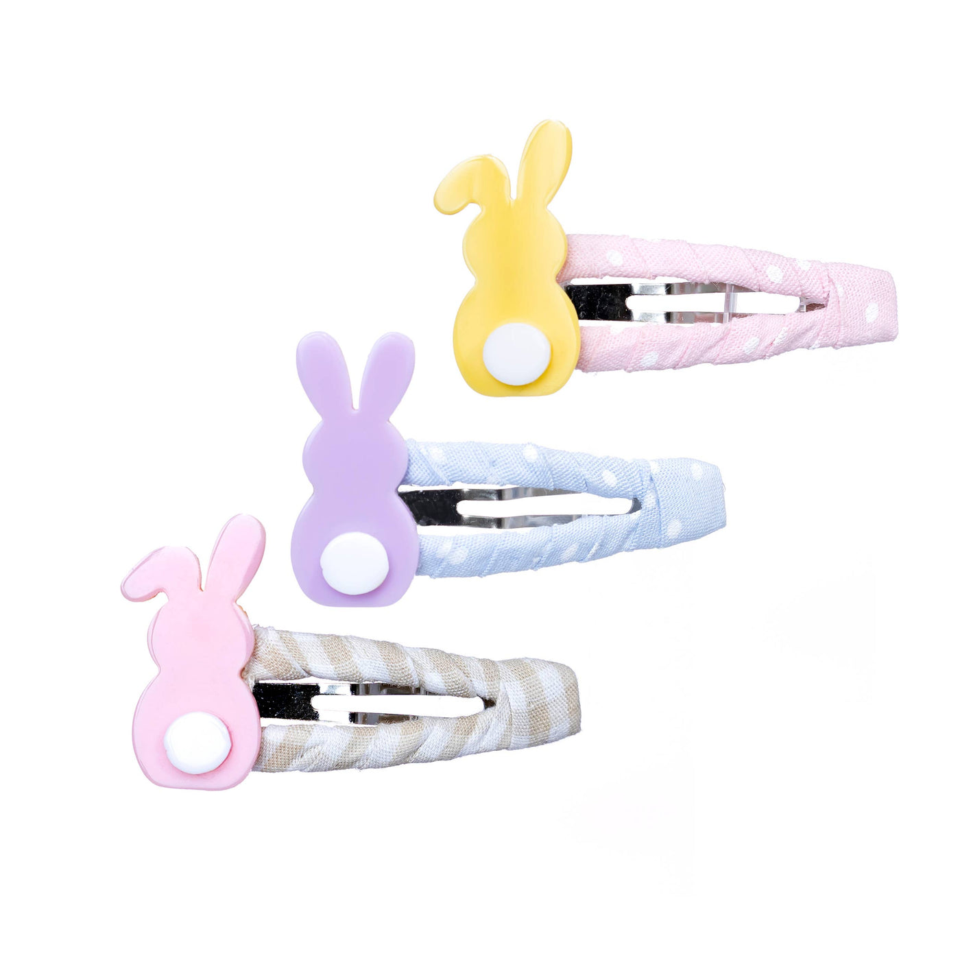 Lilies & Roses NY - SS22- Pastel Bunnies w/ Tail Fabric Covered Snap Clip - Mumzie's Children