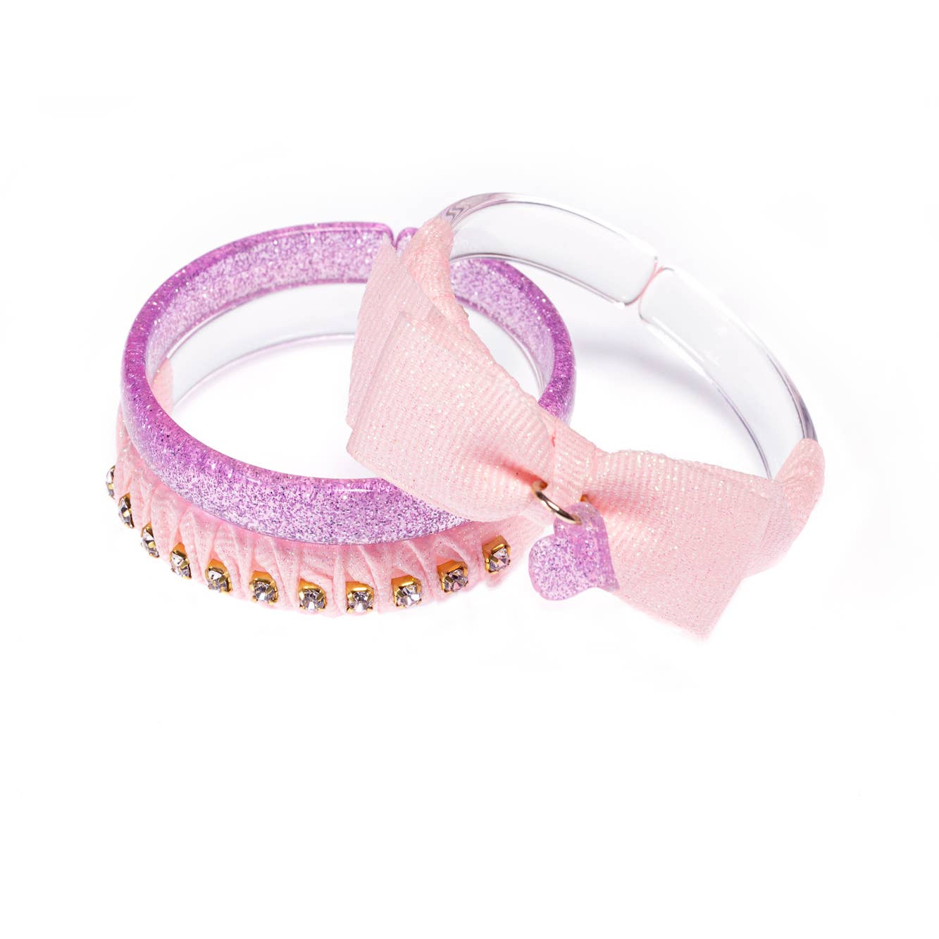 Lilies & Roses NY - Fancy Pink Fabric Bangle Set/3