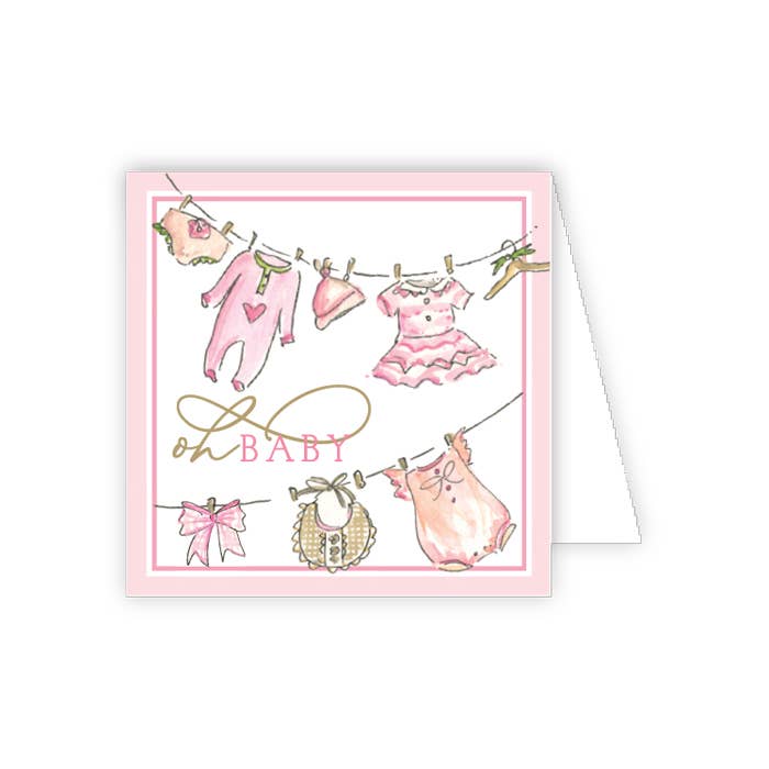 RosanneBeck Collections - Oh Baby Pink Baby Clothesline Enclosure Card