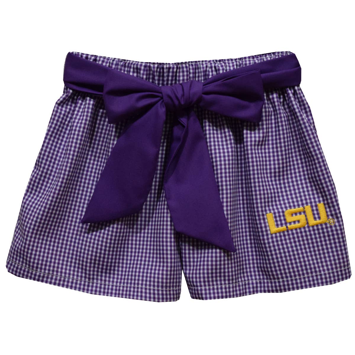 Vive La Fete - LSU Tigers  Embroidered Purple Gingham Girls