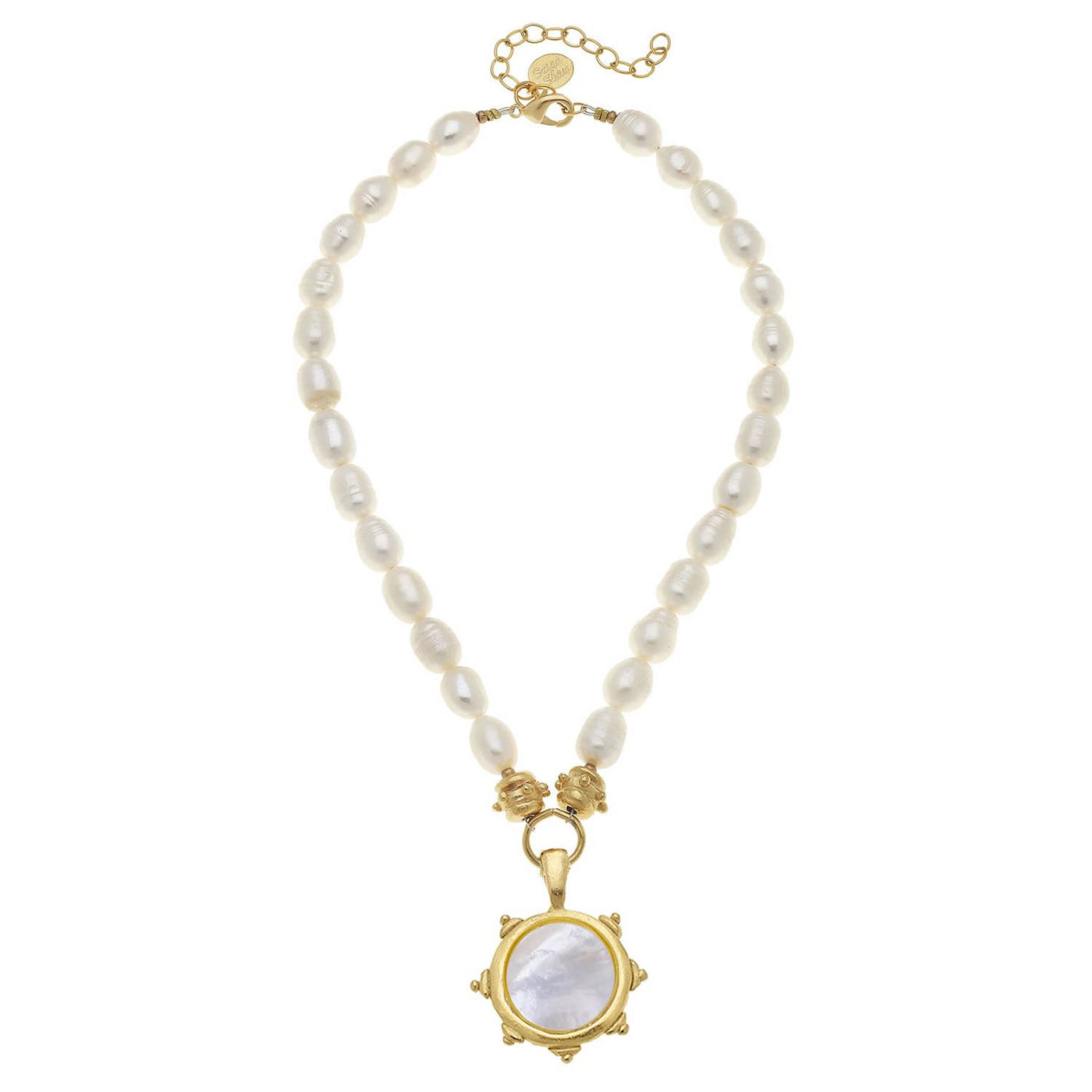 Susan Shaw - Mother of Pearl Pendant Necklace on Freshwater Pearls