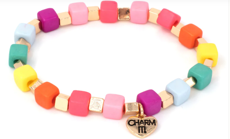 Charm it-pulsera con cuentas elásticas arcoíris de 4 mm