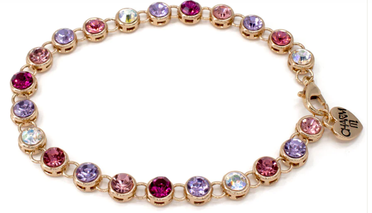 Charm it-Gold Pink Rhinestone Bracelet