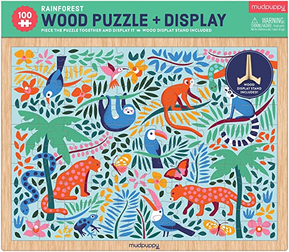 Puzzle en bois 100 pièces Rainforest + présentoir 